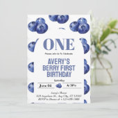 Blueberry Berry Eerste Meisje 1e Verjaardag Kaart (Staand voorkant)