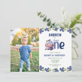 Blueberry Berry Eerste Verjaardag Kaart (Staand voorkant)