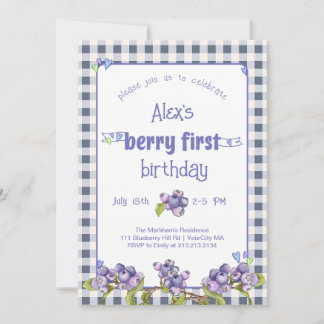Blueberry Berry Eerste Verjaardag Kaart