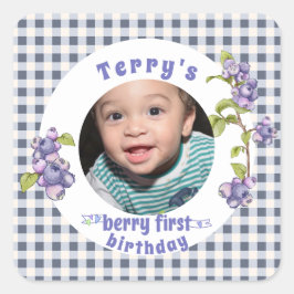 Blueberry Berry Eerste Verjaardagsplein Sticker