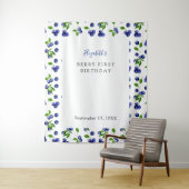 Blueberry Berry First Birthday Eenvoudige achtergr Wandkleed (In situ)