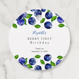 Blueberry Berry First Birthday Waterverf Cute Bedankjes Labels