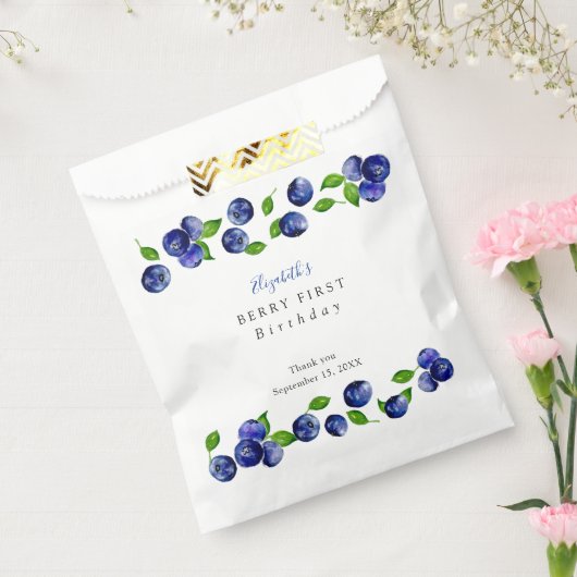 Blueberry Berry First Birthday Waterverf Cute Bedankzakje (Gezegeld)