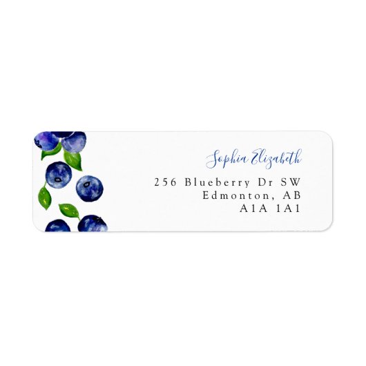 Blueberry Berry First Birthday Waterverf Cute Nap Etiket (Voorkant)