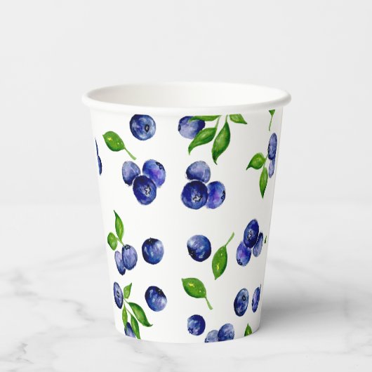 Blueberry Berry First Birthday Waterverf Cute Papieren Bekers (Achterkant)