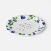 Blueberry Berry First Birthday Waterverf Cute Papieren Bordje (Gekanteld)