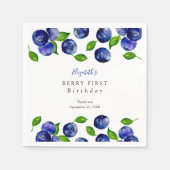 Blueberry Berry First Birthday Waterverf Cute Servet (Voorkant)