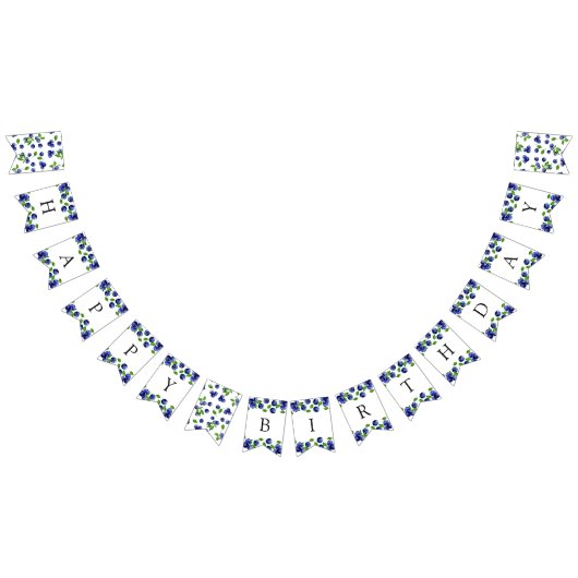 Blueberry Berry First Birthday Waterverf Cute Vlaggetjes (Alle)