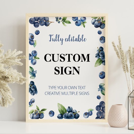 Blueberry Berry Sweet 1e verjaardag aangepaste tek Poster