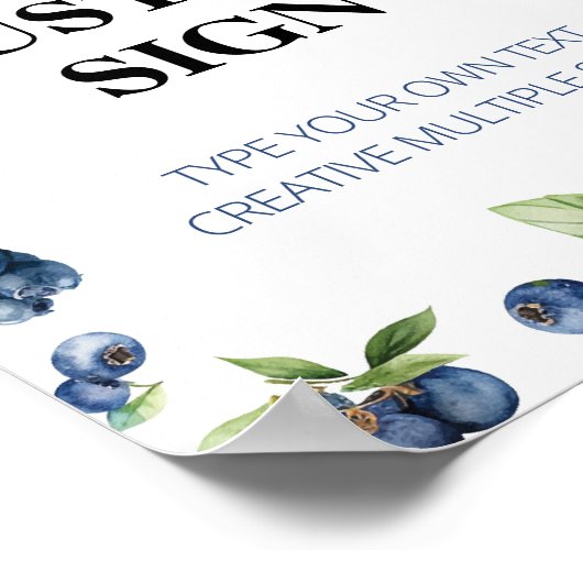 Blueberry Berry Sweet 1e verjaardag aangepaste tek Poster (Hoek)