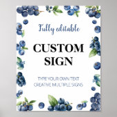 Blueberry Berry Sweet 1e verjaardag aangepaste tek Poster (Voorkant)