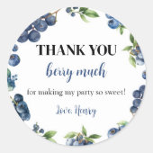 Blueberry Berry Sweet 1e Verjaardag Dank u Labels (Voorkant)