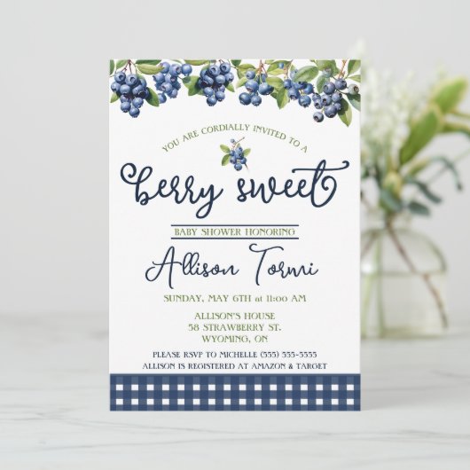 Blueberry, Berry Sweet Baby shower Kaart (Staand voorkant)