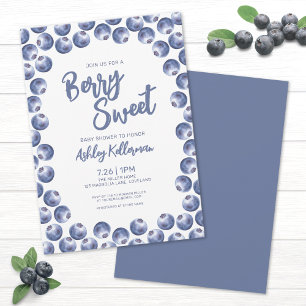 Blueberry Berry Sweet Baby shower Kaart