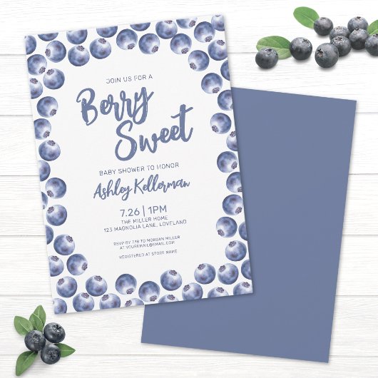 Blueberry Berry Sweet Baby shower Kaart