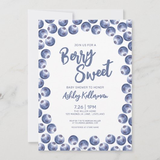 Blueberry Berry Sweet Baby shower Kaart (Voorkant)