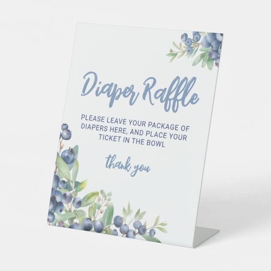 Blueberry Berry Sweet Baby shower Luier Raffle Reclamebord Met Voetstuk (Voorkant)