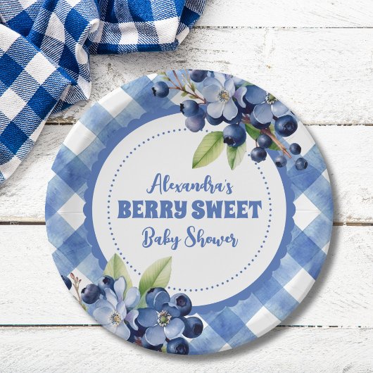 Blueberry Berry Sweet Baby shower Papieren Bordje