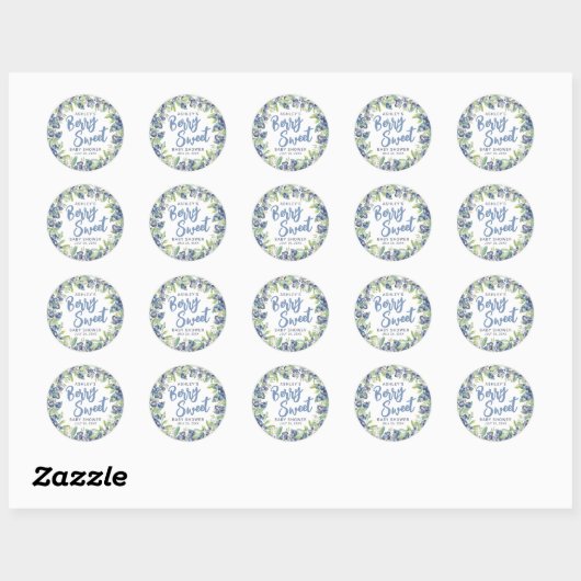 Blueberry Berry Sweet Baby shower Ronde Sticker (Vel)