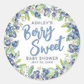 Blueberry Berry Sweet Baby shower Ronde Sticker (Voorkant)