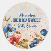 Blueberry Berry Sweet Baby shower Ronde Sticker (Voorkant)