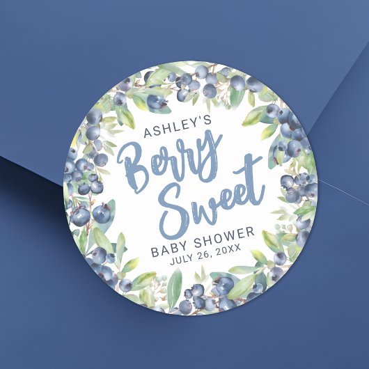 Blueberry Berry Sweet Baby shower Ronde Sticker