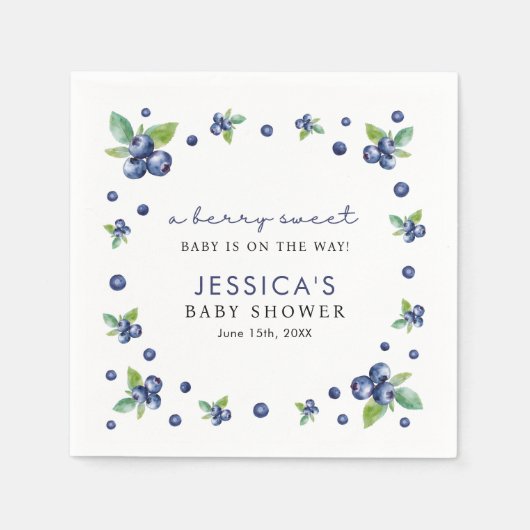 Blueberry Berry Sweet Baby shower Servet (Voorkant)