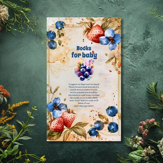Blueberry Berry Sweet Boeken voor Baby Baby shower Informatiekaartje