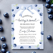 Blueberry Berry Sweet Boy Bow Baby shower Kaart