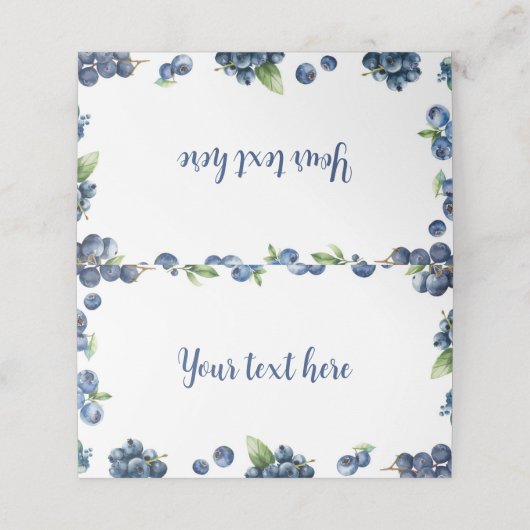 Blueberry Berry Sweet Verjaardagsfeestplaatskaart Plaatskaartje (Buitenkant ongevouwen)