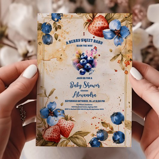 Blueberry Berry zoet baby shower Kaart
