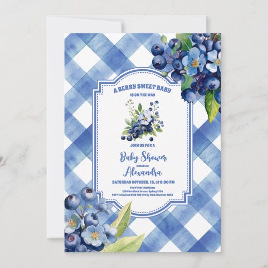 Blueberry Berry zoet baby shower Kaart (Voorkant)