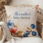 Blueberry Berry zoet baby shower Kussen<br><div class="desc">Voeg een pop zoetheid toe aan uw kinderkamer of baby shower met onze Blueberry Berry Sweet Sierkussen. Met een charmant bosbessenontwerp op een zacht, pluche materiaal is dit kussen zowel schattig als gezellig. Of het nu op een schommelstoel, bank of bed is geplaatst, dit kussen voegt een speelse touch toe...</div>