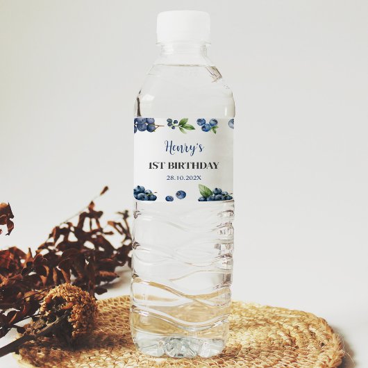 Blueberry Berry Zoet Verjaardag Water Fles Label Waterfles Etiket
