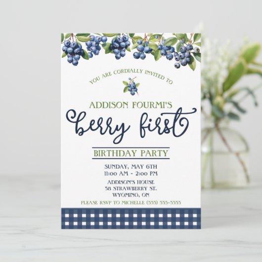 Blueberry, Berry's eerste verjaardagsfeestje Kaart (Staand voorkant)