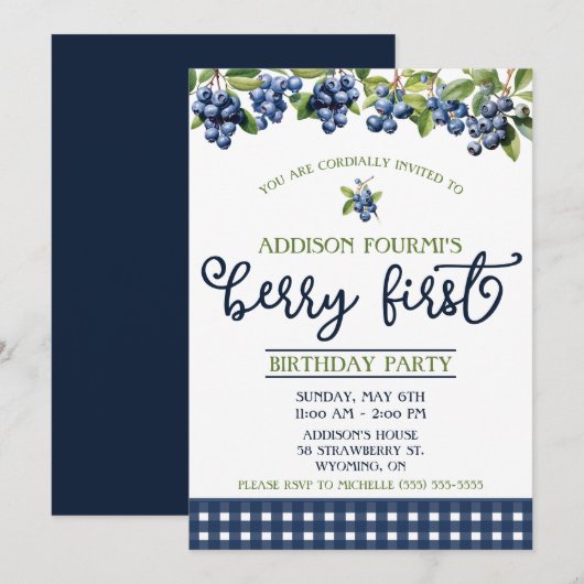 Blueberry, Berry's eerste verjaardagsfeestje Kaart (Voorkant / Achterkant)