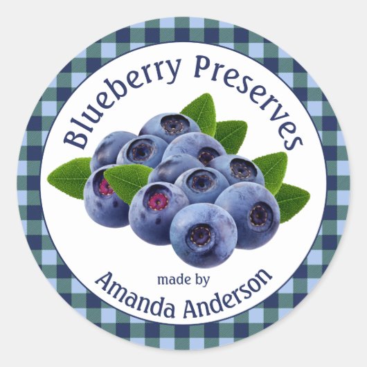 Blueberry bewaart Plaid 3" Circle Food Label (Voorkant)