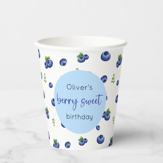 Blueberry Birthday Berry Sweet Papieren Bekers (Voorkant)