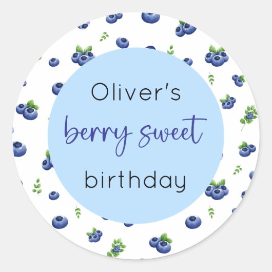 Blueberry Birthday Berry Sweet Ronde Sticker (Voorkant)