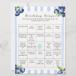 Blueberry  Birthday Find Guest Bingo game card Feestdagenkaart