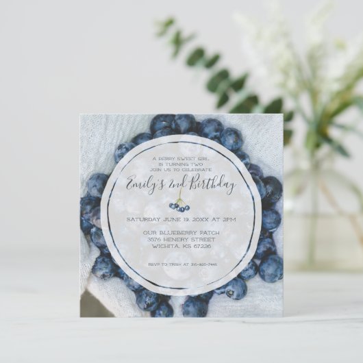 Blueberry Birthday Party Kaart (Staand voorkant)