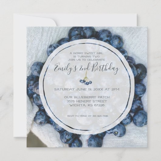 Blueberry Birthday Party Kaart (Voorkant)