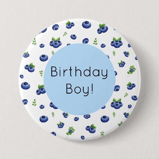 Blueberry Birthday Ronde Button 7,6 Cm (Voorkant)
