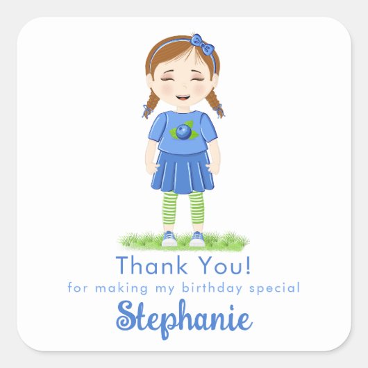 Blueberry Birthday Vierkante Sticker (Voorkant)
