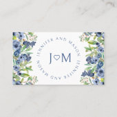 Blueberry blauwe bloemen bruiloft Flat Place Card Plaatskaartje (Achterkant)