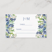 Blueberry blauwe bloemen bruiloft Flat Place Card Plaatskaartje (Voorkant)