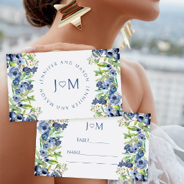 Blueberry blauwe bloemen bruiloft Flat Place Card Plaatskaartje