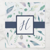 Blueberry Bloemen Monogram Wijnfles Wijn Etiket (Enkel label)