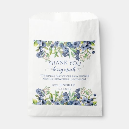 Blueberry bloemenbabyboy douche snoep gunsttassen bedankzakje (Voorkant)