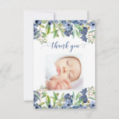 Blueberry bloemig baby shower foto dank u kaarten (Voorkant)
